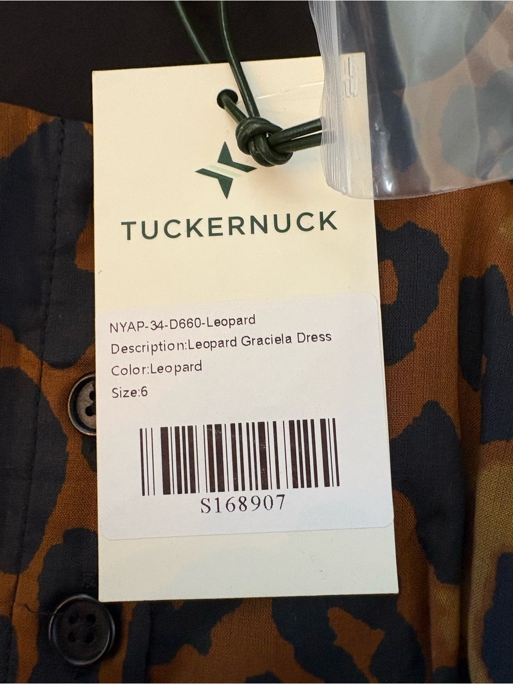 Tuckernuck Leopard Graciela Dress Womens 6 Brown NWT Square Neck Puff Sleeve - Picture 10 of 13